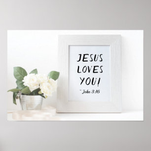 Póster ¡Jesús Te Ama! Juan 3:16, Referencia de las Escrit