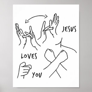 Póster Jesús te ama Lenguaje de señas cristiano asl