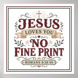 Póster Jesús te ama sin letra pequeña Cita cristiana