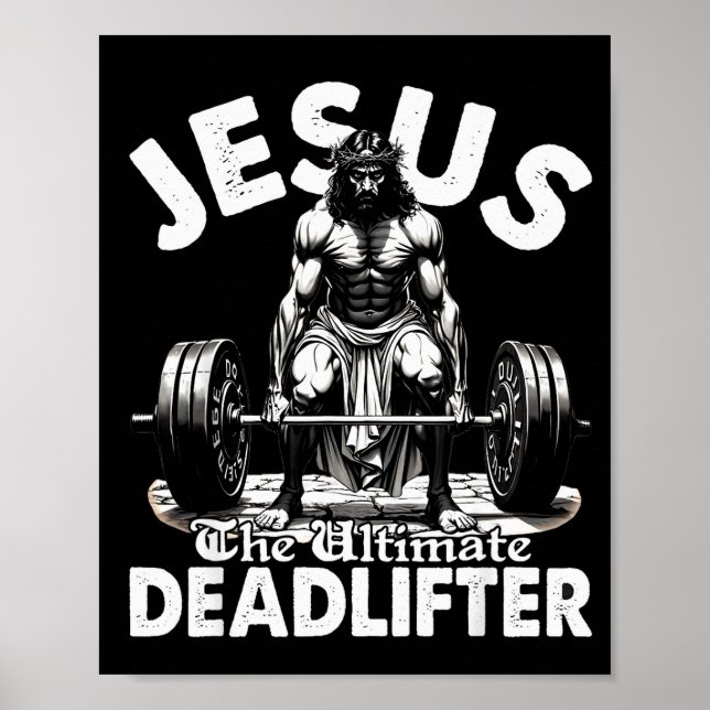 Póster Jesus The Ultimate Deadlifter Jesus Deadlifting Ch (Frente)