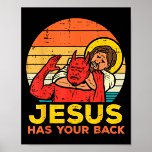 Póster Jesús Tiene La Espalda - Escaramuza Retro De Jesús