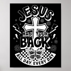 Póster Jesús Tiene Tu Espalda De Hombres Cristianos Retro