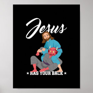 Póster Jesús tiene tu espalda Jiu-Jitsu BJJ Funny MMA