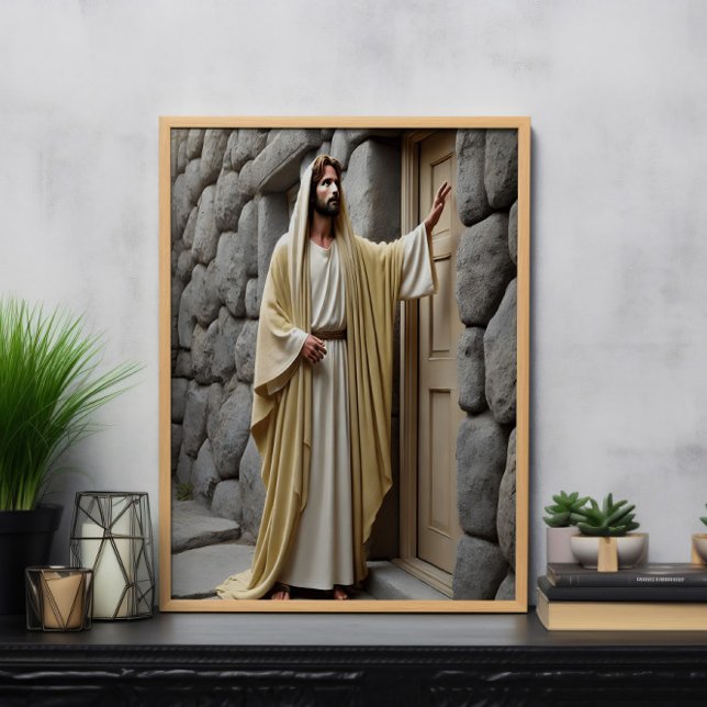 Póster Jesús tocando en la puerta antigua (Subido por el creador)