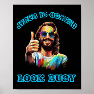Póster Jesús Viene A Verse Ocupado Y Gracioso Tejido Jesú