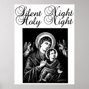 Póster Jesús Virgen María Navidades Silenciosos Noche art