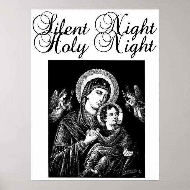 Póster Jesús Virgen María Navidades Silenciosos Noche art (Frente)