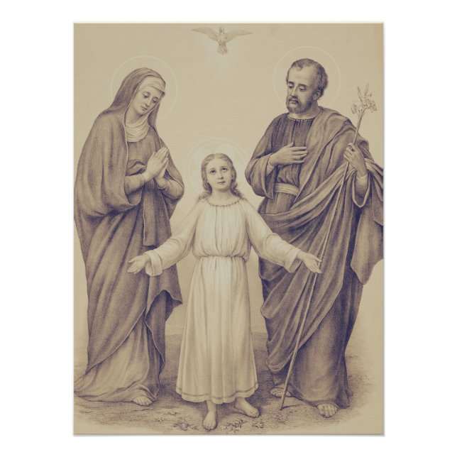 Póster Jesús, Virgen María y San José (Anverso)