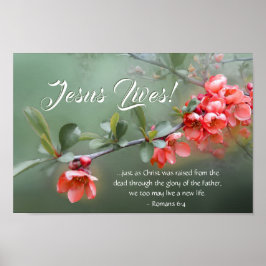 Póster Jesús Vive la Primavera Flores Biblia Verse Pascua