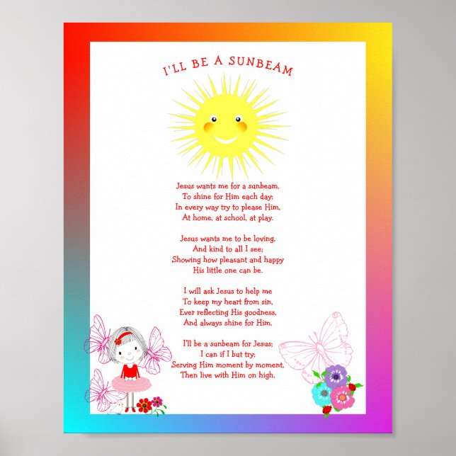 Póster Jesus Wants Me For A Sunbeam  Cute Picture (Frente)