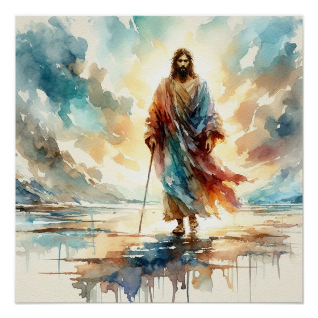 Póster Jesús Watercolor Art (Anverso)