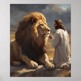 Póster Jesús y el León