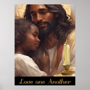 Póster Jesús y el niño cristiano posador