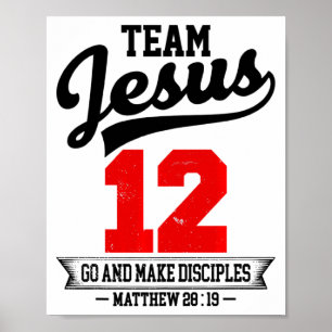 Póster Jesús y equipo de béisbol Jesús Cristiano Mateo 28