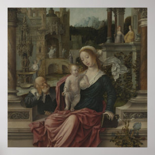 Póster Jesús y la Madre María Amamantando