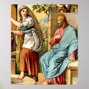 Póster jesus y mujeres en el poster del pozo