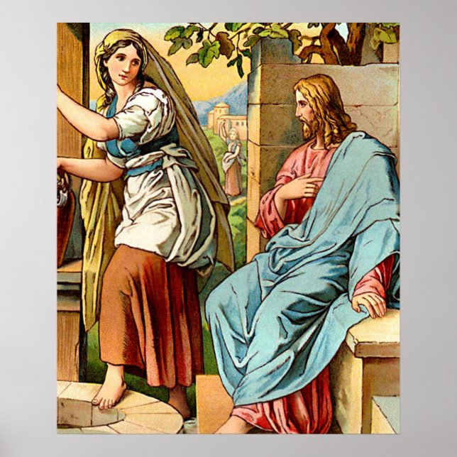 Póster jesus y mujeres en el poster del pozo (Frente)