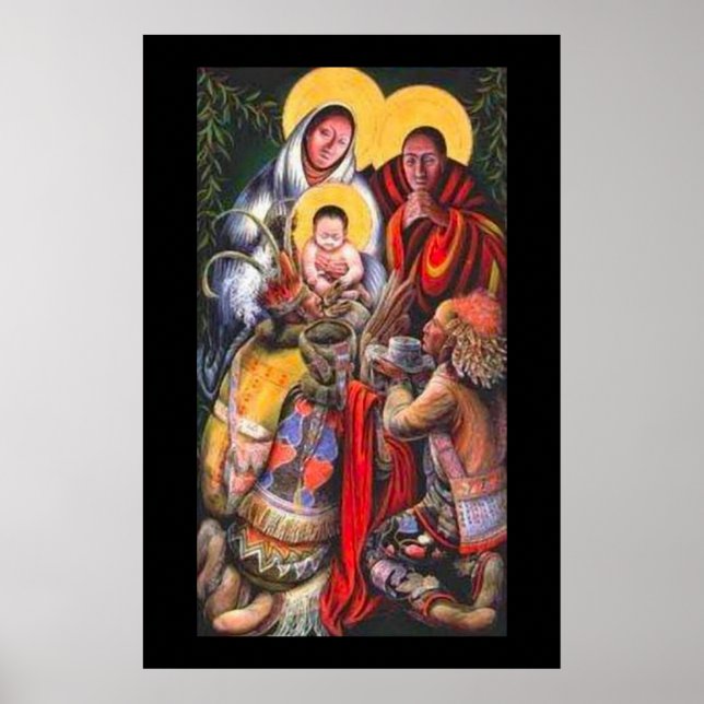 Póster Jesús y santos nativos estadounidenses (Frente)