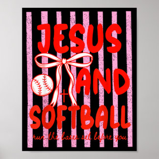 Póster Jesús y Softbol Coqueta Día de Juego Mamá de Softb