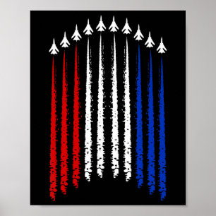 Póster Jets De Combate Con Bandera Estadounidense 4 De Ju