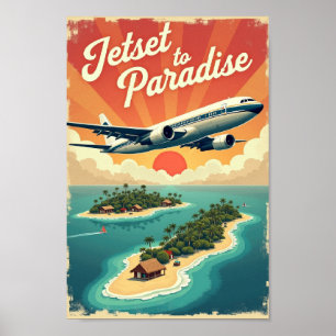 Póster Jetset al Paraíso – Vuelo Tropical de los 60 Vinta