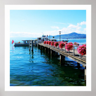 Póster Jetty en el lago Ginebra, Suiza
