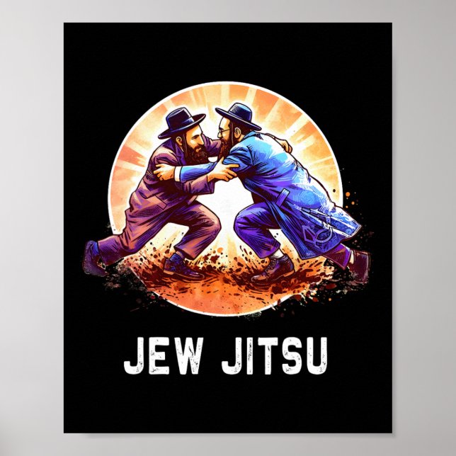 Póster Jew Jitsu Karate Funny Hanukkah (Frente)