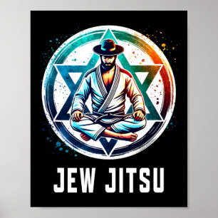 Póster Jew Jitsu Karate Funny Hanukkah Jiu Jitsu Martial
