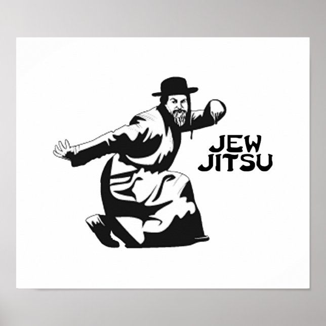 Póster Jew Jitsu Poster | Judía Bar Mitzvah Regalos (Frente)
