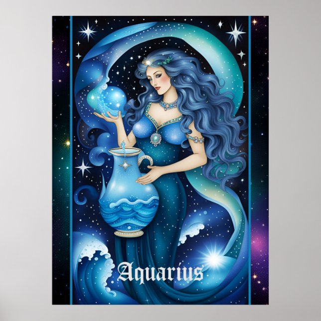 Póster Jewel Galaxy Zodiac Aquarius (Frente)