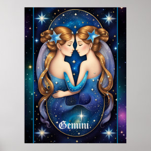 Póster Jewel Galaxy Zodiac Gemini
