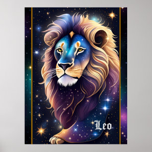Póster Jewel Galaxy Zodiac Leo