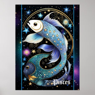Póster Jewel Galaxy Zodiac Pisces