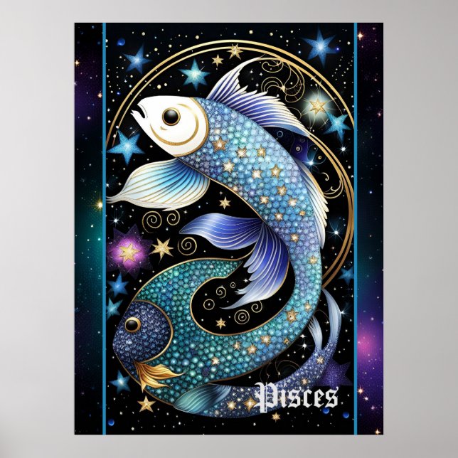 Póster Jewel Galaxy Zodiac Pisces (Frente)