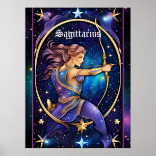 Póster Jewel Galaxy Zodiac Sagittarius
