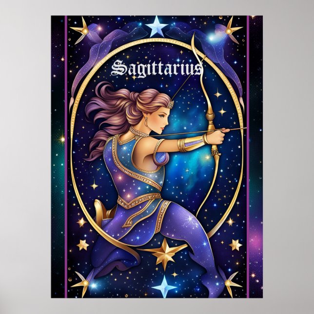 Póster Jewel Galaxy Zodiac Sagittarius (Frente)