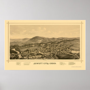 Póster Jewett City, CT Panoramic Map - 1889