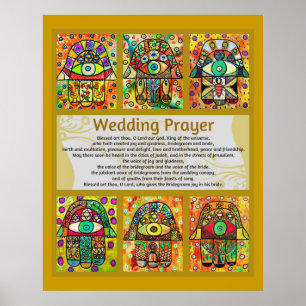 Póster Jewish Wedding Prayer Golden Hamsa Poster