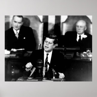 Póster JFK anuncia misión de aterrizaje de la luna