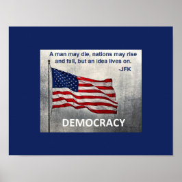 Póster JFK Cita Democracia Bandera Estadounidense Diseño