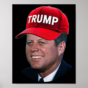 Póster Jfk con sombrero de Trump divertido John F Kennedy