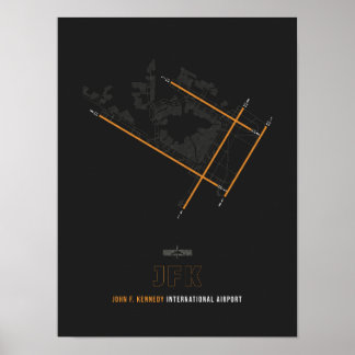 Póster JFK - Diagrama de pista del aeropuerto John F. Ken