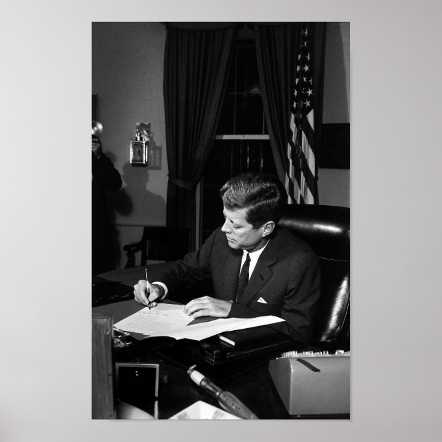 Póster JFK firma la cuarentena de Cuba (Frente)