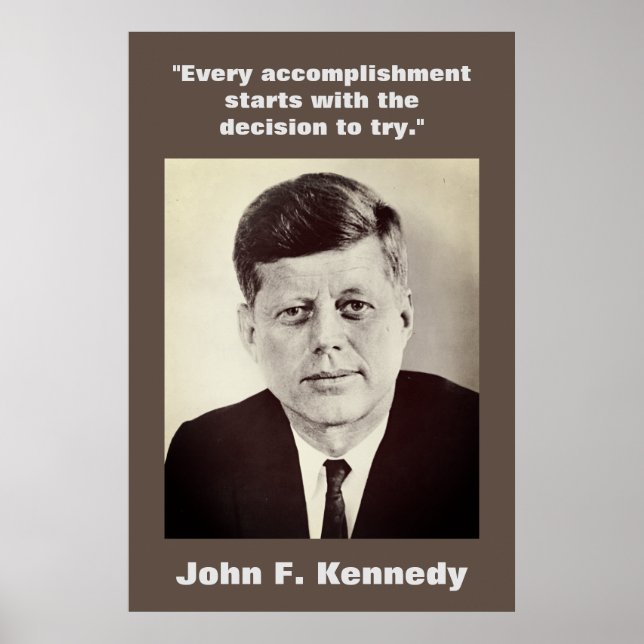 Póster JFK John F. Kennedy Cita Brown Motivacional (Frente)