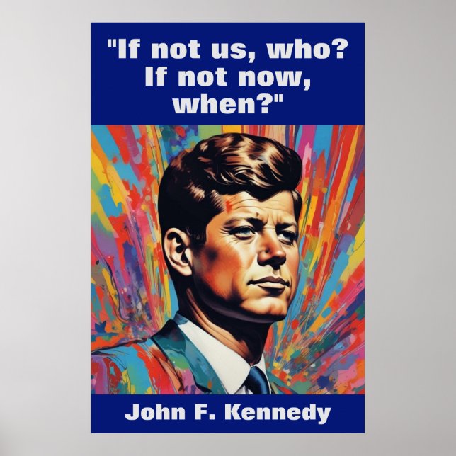Póster JFK John F. Kennedy Cita Inspiración Motivacional (Frente)