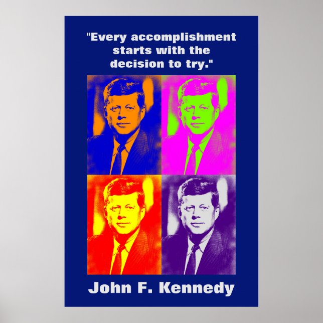 Póster JFK John F. Kennedy Cita Inspiración Motivacional (Frente)