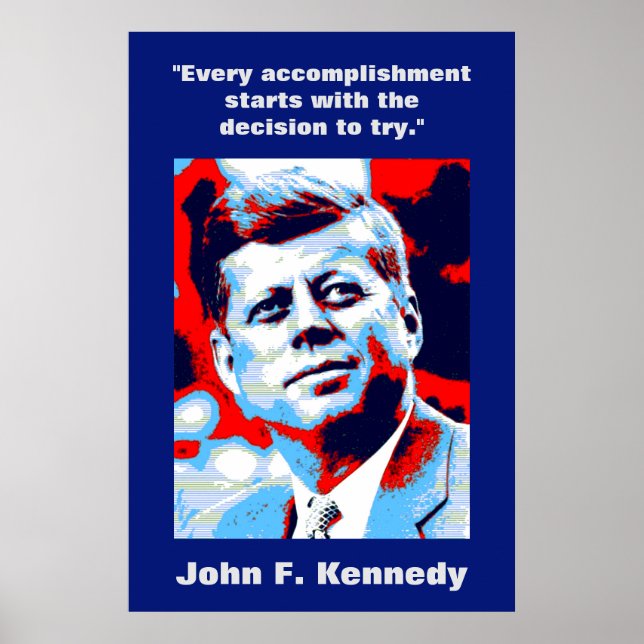 Póster JFK John F. Kennedy Cita Inspiración Motivacional (Frente)