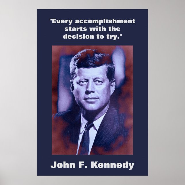 Póster JFK John F. Kennedy Cita Inspiración Motivacional (Frente)