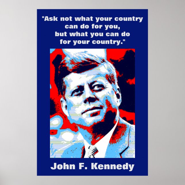 Póster JFK John F. Kennedy Cita Inspiración Motivacional (Frente)