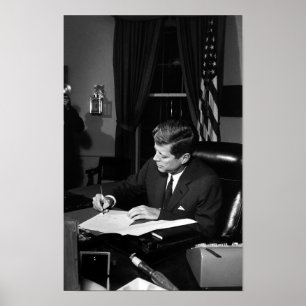 Póster JFK que firma la cuarentena de Cuba